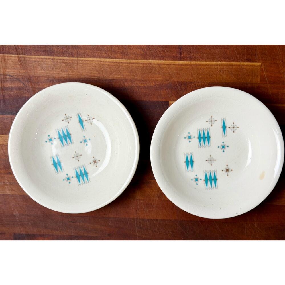 Set of 2 Mid Century Modern Atomic Starburst Berry Bowls | Turquoise Trinket - Picture 10 of 15